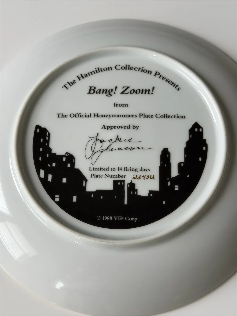Vintage 1988 The Honeymooners“Bang! Zoom!” Collectore Plate-Hamilton Collection